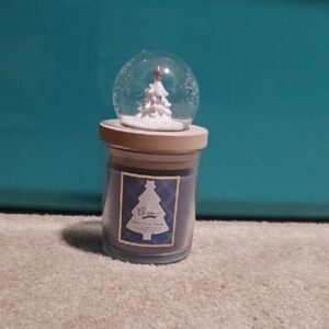 Chesapeake Bay Holiday Snow Globe Candle with White Tree